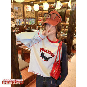 <曾小咸推荐>3.20现货秒杀 ！微信超特价！韩系刺绣小猫长袖t 日常179.99 立减100 秒杀79.99！！