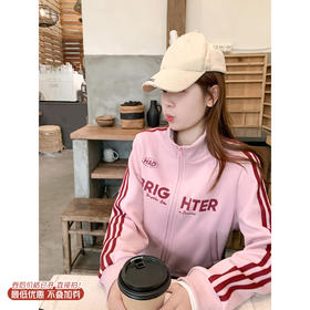 <曾小咸推荐>4.3现货秒杀 ！微信超特价！韩系字母印花拉链外套 日常219.99 立减130 秒杀89.99！！