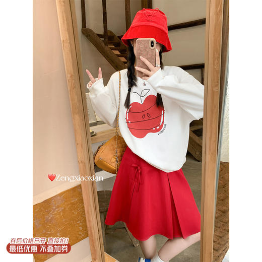 <曾小咸推荐>2.15现货秒杀 ！微信超特价！苹果印花卫衣 日常179.99 立减90 秒杀69.99！！蝴蝶结半裙 日常179.99 立减90 秒杀69.99！！ 商品图0