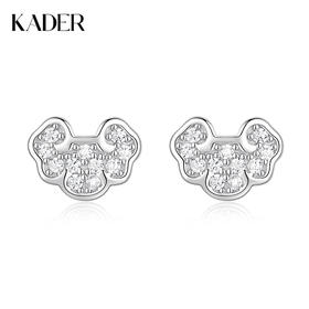 卡蒂罗KADER 流光吉祥锁耳钉 新中式925银闪锆满铺平安锁吉祥如意睡觉免摘养耳洞耳饰 精致小巧可爱