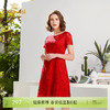 乔万尼春装款高腰修身宴会礼服短袖红色蕾丝连衣裙中长款EN1E910 商品缩略图0
