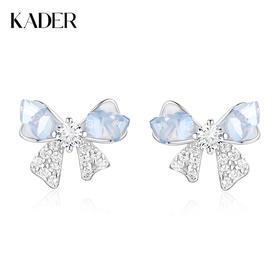 卡蒂罗KADER 梦幻蝴蝶结耳钉 925银闪锆多巴胺蓝色碎冰冰简约小众设计耳饰 精致可爱甜美闪耀灵动#好运