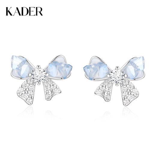 卡蒂罗KADER 梦幻蝴蝶结耳钉 925银闪锆多巴胺蓝色碎冰冰简约小众设计耳饰 精致可爱甜美闪耀灵动#好运 商品图0