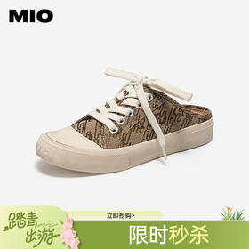MIO米奥做旧帆布鞋拖鞋春季新款脏脏凉鞋休闲圆头一脚蹬女鞋M252251305