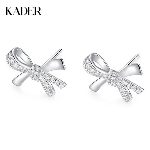 卡蒂罗KADER  闪光蝴蝶结耳钉  梦幻浪漫925银蝴蝶结满铺闪锆轻奢甜美少女设计 #好运 闪耀吸睛春夏必备 商品图0