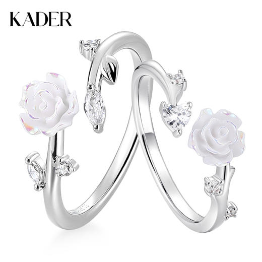 卡蒂罗KADER 流光山茶花闺蜜戒 925银灵动甜美浪漫少女心氛围感 轻奢精致高级百搭开口可调节戒 商品图0