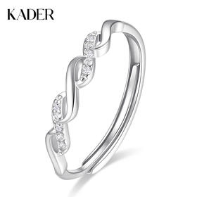卡蒂罗KADER 海浪双重奏女戒  925银莫比乌斯共度爱河开口小众可调节纯银配饰单戒  恋爱频率 满镶闪锆圣诞限定