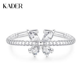 卡蒂罗KADER 烁光蝴蝶女戒 在逃公主系列925银闪锆蝴蝶结闺蜜女戒 精致小众女单戒轻奢有质感 显白ins风少女本命年简约