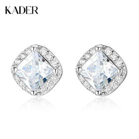 KADER卡蒂罗 时光方糖耳钉 经典百搭时尚设计 闪耀精致款简约大方 S925银 耳钉 女款 银白色