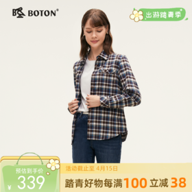 波顿女士春秋冬 格纹衬衫 舒挺随搭 合身磨毛翻领长袖款LS020324