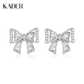 卡蒂罗KADER 公主蝴蝶结耳钉  925银甜美少女璀璨闪耀轻奢小巧闪锆点缀立体设计耳饰 简约百搭双重绮丽