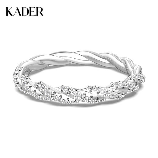 卡蒂罗KADER 循光女戒/循迹女戒  925银满镶闪锆波光粼粼轻奢氛围感时尚麻花爱意交织设计 显白ins风少女简约通勤百搭 商品图0