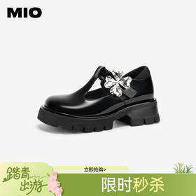 【智心浪漫】MIO米奥春季中跟复古单鞋四叶草钻饰玛丽珍鞋M241527475