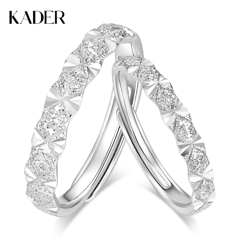 卡蒂罗KADER 漫天星闪情侣对戒  925银繁星闪耀光面磨砂新中式小众简约轻奢百搭素圈可调节一对#好运