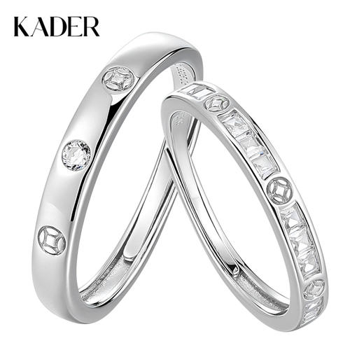 卡蒂罗KADER 圆满钱币情侣对戒 925银新中式复古招财钱币国风设计可调节一对#好运 甜蜜饰爱璀璨闪耀 商品图0