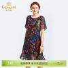 乔万尼夏季时尚国潮印花拼接网纱气质桑蚕丝连衣裙女EN2E561 商品缩略图0