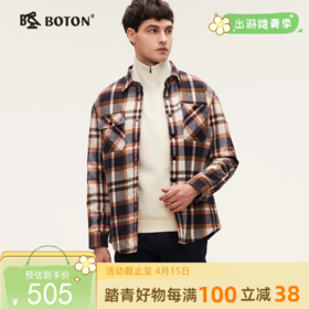 波顿男士秋冬 衬衫 磨毛加绒格纹 宽松外套型长袖款MSJ050324