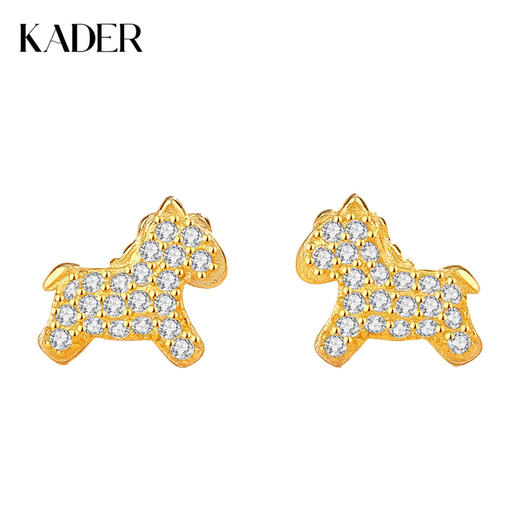 卡蒂罗KADER 925银 闪锆小马耳钉 新年精致轻奢甜美萌趣少女心浪漫简约小巧养耳洞耳饰 百搭通勤高级感吸睛设计 商品图0
