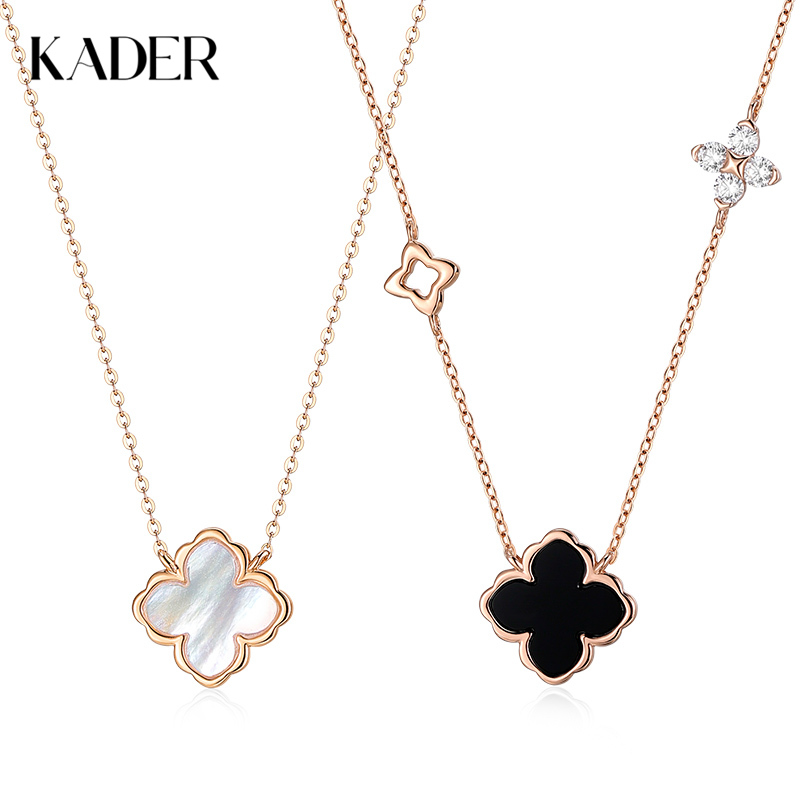【999足银】卡蒂罗KADER 幸运四叶草系列 简约经典车花小众新中式锁骨链多色可选#好运 精致大气通勤百搭
