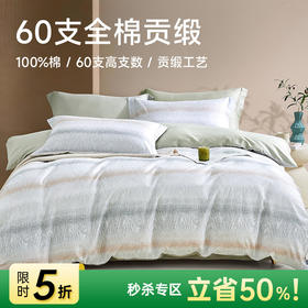 60支全棉贡缎四件套(水云间绿)