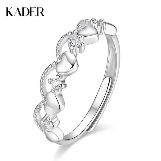 卡蒂罗KADER 心耀爱心女戒  心心相印925银甜美精致简约轻奢高级感小众百搭可调节戒 知性优雅简约日常 商品图0