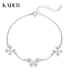 卡蒂罗KADER 翩翩蝴蝶手链 925银璀璨小巧精致闪亮优雅立体蝴蝶灵动甜美浪漫手饰可调节小众轻奢氛围感日常通勤百搭显气质 手链 女款 银色
