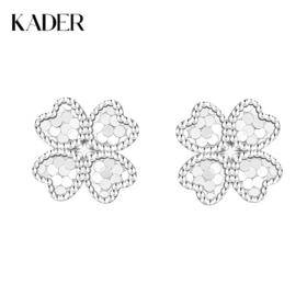卡蒂罗KADER 四叶碎冰冰耳钉 925银幸运四叶草造型设计好运满怀耳饰 简约百搭睡觉免摘养耳洞配饰