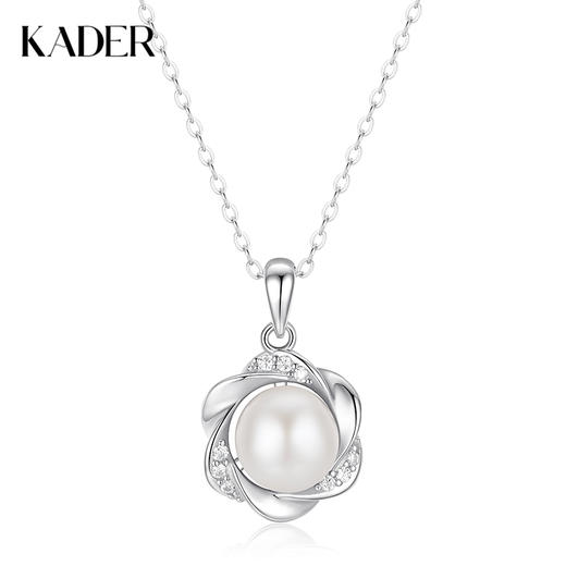 【淡水珍珠】 卡蒂罗KADER 光迹珍珠项链  925银在逃公主莫比乌斯环法式轻奢赫本风设计可调节锁骨链 复古优雅满钻小香风简约百搭 珍珠 项链 女款 商品图0