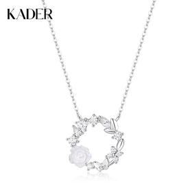 卡蒂罗KADER 山茶花蝴蝶项链 925银优雅气质花朵简约森系温柔百搭锁骨链 甜美少女甜蜜告白浪漫精致