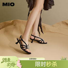 MIO米奥夏季韩版圆头时装凉鞋透气清爽异形中跟气质凉鞋女M243111303