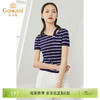 乔万尼薄款小香风设计感早春针织衫条纹宽松夏款短袖上衣EI2M819 商品缩略图0
