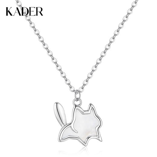 卡蒂罗KADER 贝壳小猫项链 925银萌趣猫咪活泼可爱闪耀吸睛锁骨链  精致小众设计感在逃公主闺蜜生日 商品图0