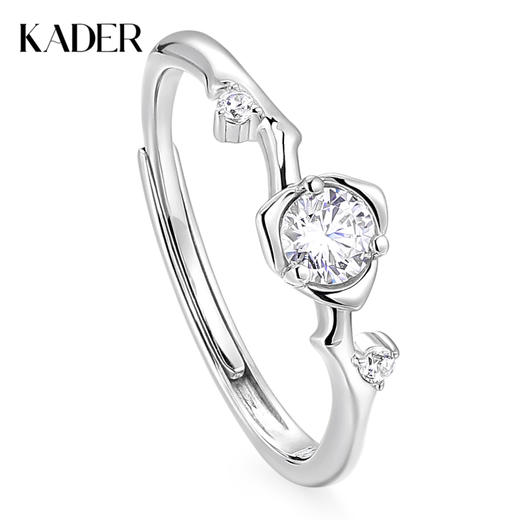 卡蒂罗KADER 心花初绽女戒 925银原创玫瑰闪耀浪漫设计恋爱告白热恋可调节单戒 约会必备女友闺蜜同款 商品图0