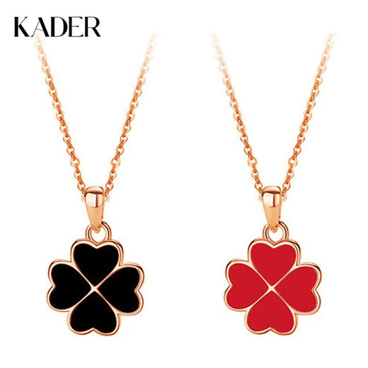 【感温变色】卡蒂罗KADER 四叶草双面项链 925银一款两戴经典轻奢小众显白设计锁骨链 日常通勤气质大方 商品图0