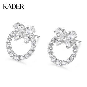 卡蒂罗KADER 蝴蝶结圆环耳钉 在逃公主系列 森系镂空蝴蝶圆环小清新创意养耳洞耳饰设计 韩系小众可爱少女心甜美