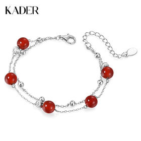 卡蒂罗KADER 红玛瑙双链手链 925银新中式本命年显白气质百搭叠戴手饰原创设计 红运当头转运珠#好运 玛瑙 手链 女款