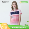 波顿夏季女士条纹纯棉美式polo衫短袖拼接印花上衣t恤LT213220 商品缩略图0