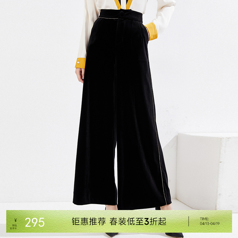 乔万尼新品金丝绒阔腿裤长裤EI3F212