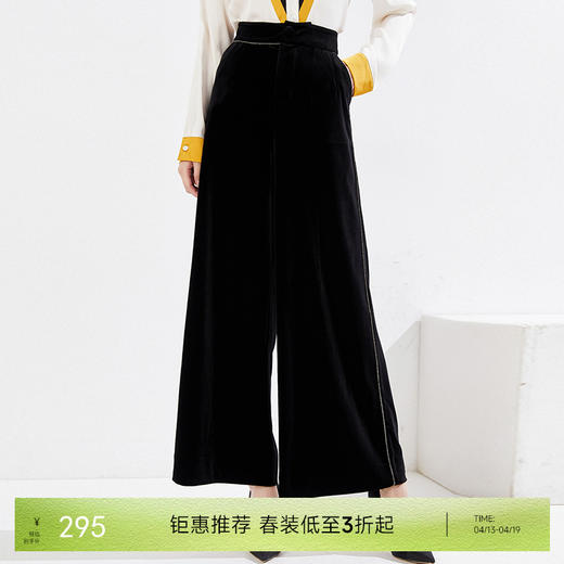 乔万尼新品金丝绒阔腿裤长裤EI3F212 商品图0