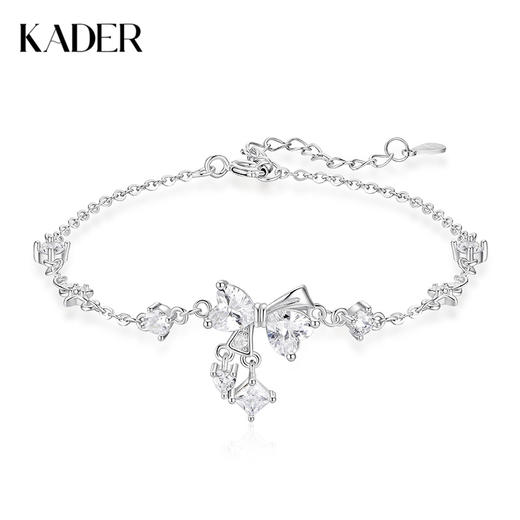 【999足银】卡蒂罗KADER 星愿结手链 甜美浪漫爆闪蝴蝶结轻奢小众设计可调节纯银拼接链 优雅灵动闪耀吸睛 商品图0