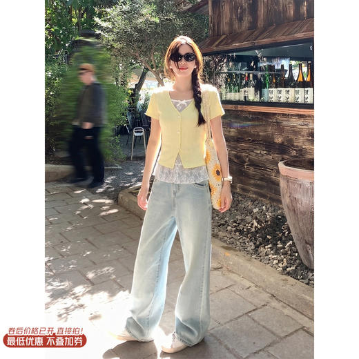 <曾小咸推荐>4.14现货秒杀 ！微信超特价！韩系蕾丝花边假两件短袖 日常129.99 立减70 秒杀59.99！！ 商品图2