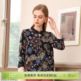 乔万尼衬衫春秋季潮复古印花宽松气质长袖上衣EN3C363