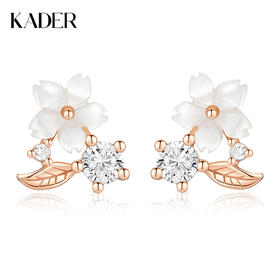【999足银】卡蒂罗KADER 纯白樱花耳钉 经典清新浪漫设计感花朵纯银耳饰 优雅大气温柔气质
