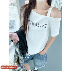 <曾小咸推荐>4.12现货秒杀 ！微信超特价！字母印花斜肩露肩短袖 日常89.99 立减40 秒杀49.99！！蓝色牛仔短裤 秒杀79.99！！