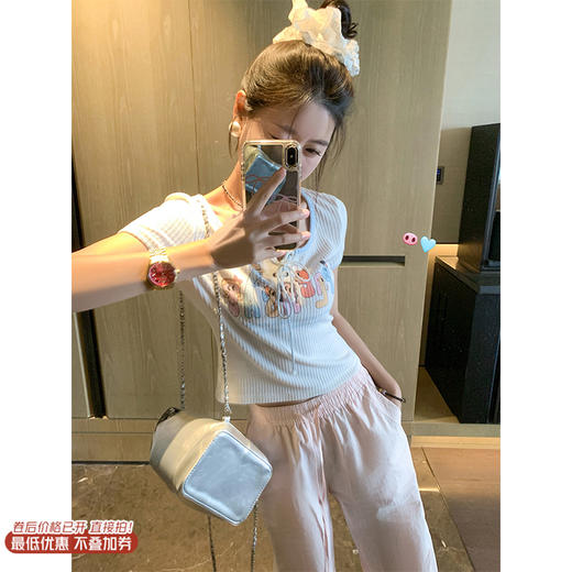 <曾小咸推荐>4.12现货秒杀 ！微信超特价！彩色字母印花系带短袖T恤 日常119.99 立减60 秒杀59.99！！ 商品图0