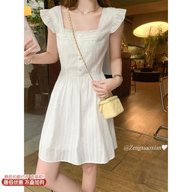 <曾小咸推荐>4.7现货秒杀 ！微信超特价！方领荷叶边小飞袖连衣裙 日常189.99 立减100 秒杀89.99！！