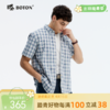 波顿夏季男士纯棉格纹短袖衬衫｜蓝绿白格子，清爽相伴MS113225 商品缩略图0