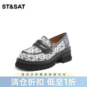 星期六中跟厚底花纹装饰乐福单鞋SS33111114