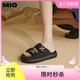 MIO米奥夏季中跟时髦拖鞋小众潮流运动厚底一字拖个性女鞋M243131427