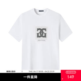 GXG男装【100%棉】26夏季潮流创意字母简约日常通勤男式短袖T恤K&C